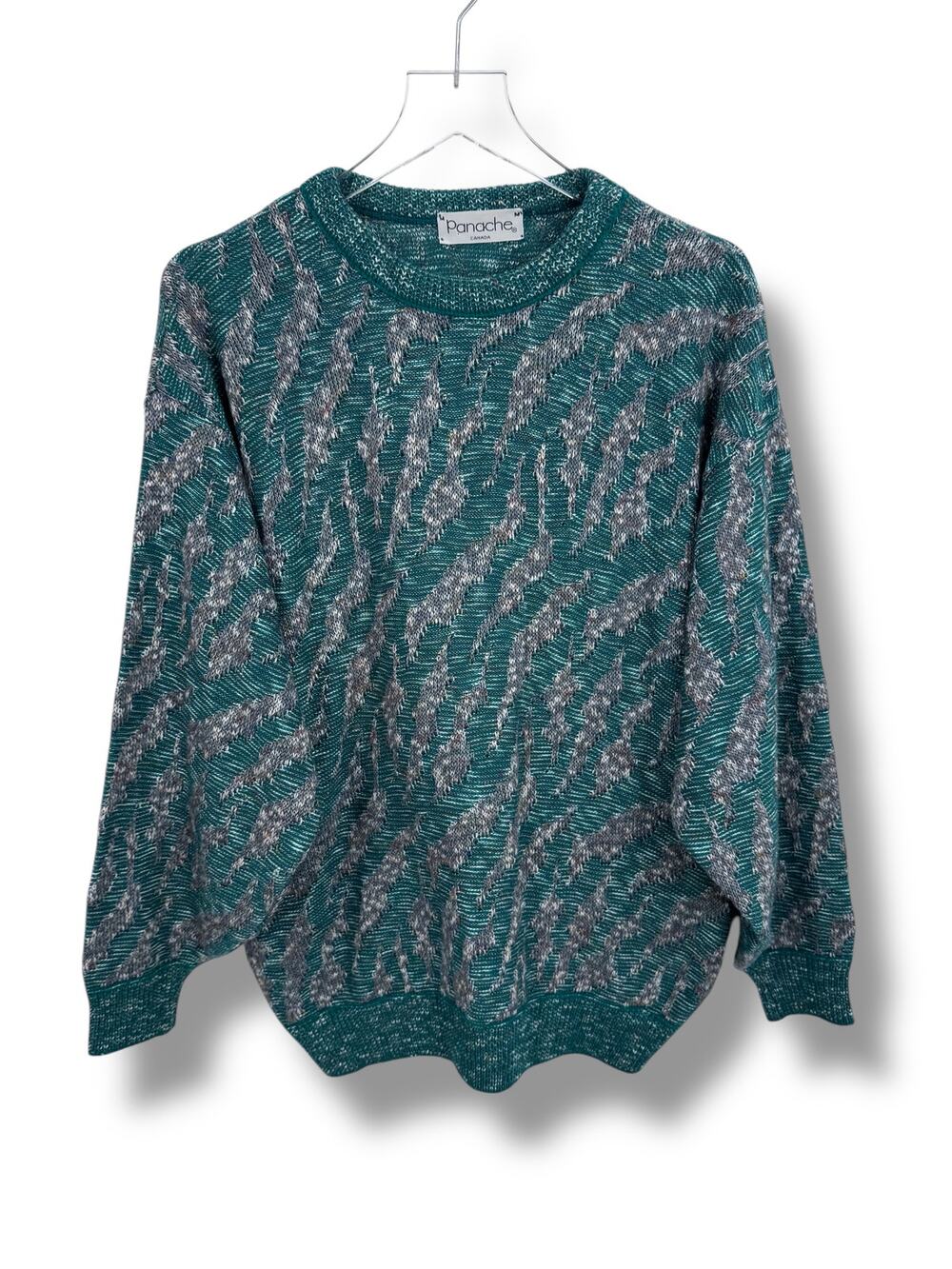 VTG 80's Panache sweater men's M crew pullover textured wool blend oversized